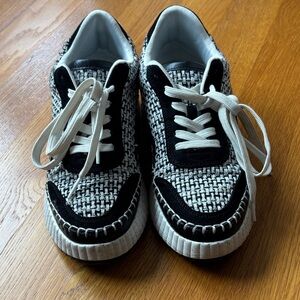 Black and White Woven Sneakers